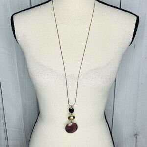 Ann Taylor Loft Multi Gem 19" Necklace Glass Beaded Adjustable